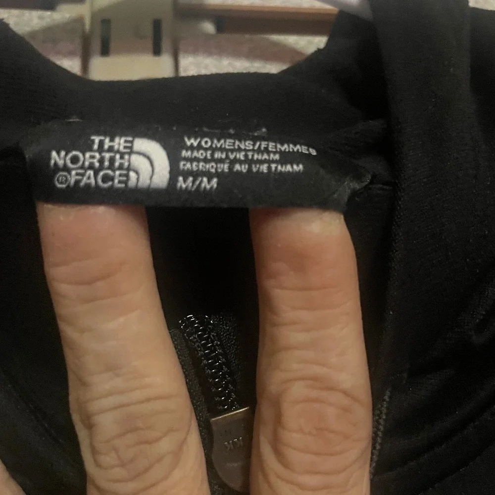 The North Face Womens Full Zip‎ Hoodie Black Grey Colorblock Sweatshirt Medium